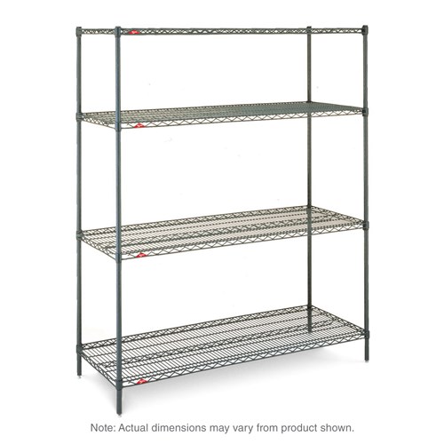 InterMetro Industries N316K3 Super Erecta 4-Shelf Industrial Wire Shelving Starter Unit - Metroseal Green Epoxy - 18" x 24" x 63"