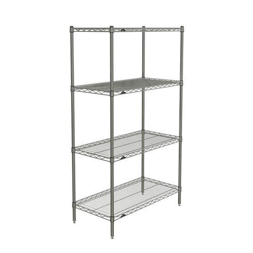 InterMetro Industries N336BR Super Erecta 4-Shelf Industrial Wire Shelving Starter Unit - Brite - 18" x 36" x 63"