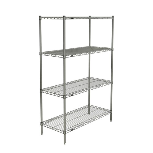 InterMetro Industries N346BR Super Erecta 4-Shelf Industrial Wire Shelving Starter Unit - Brite - 18" x 42" x 63"