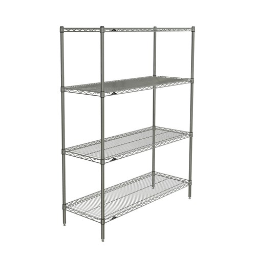 InterMetro Industries N356BR Super Erecta 4-Shelf Industrial Wire Shelving Starter Unit - Brite - 18" x 48" x 63"