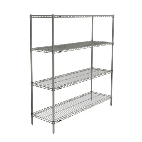 InterMetro Industries N366BR Super Erecta 4-Shelf Industrial Wire Shelving Starter Unit - Brite - 18" x 60" x 63"