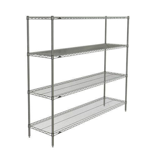 InterMetro Industries N376BR Super Erecta 4-Shelf Industrial Wire Shelving Starter Unit - Brite - 18" x 72" x 63"