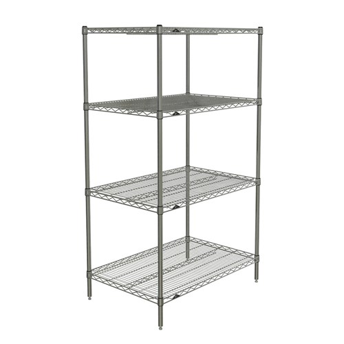 InterMetro Industries N536BR Super Erecta 4-Shelf Industrial Wire Shelving Starter Unit - Brite - 24" x 36" x 63"