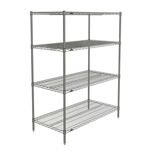 InterMetro Industries N556BR Super Erecta 4-Shelf Industrial Wire Shelving Starter Unit - Brite - 24" x 48" x 63"