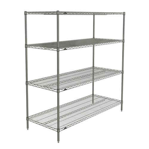 InterMetro Industries N566BR Super Erecta 4-Shelf Industrial Wire Shelving Starter Unit - Brite - 24" x 60" x 63"