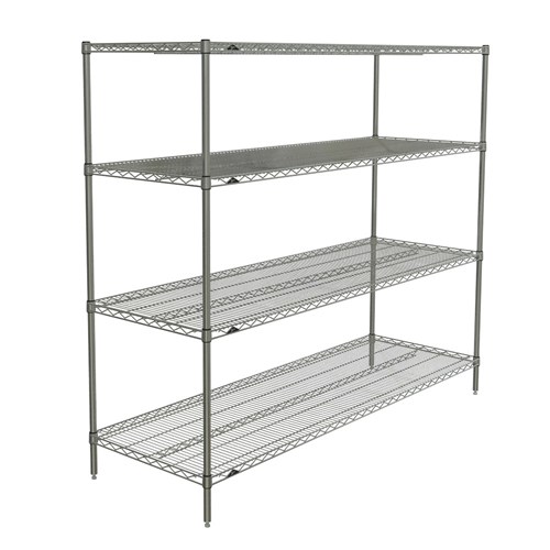 InterMetro Industries N576BR Super Erecta 4-Shelf Industrial Wire Shelving Starter Unit - Brite - 24" x 72" x 63"