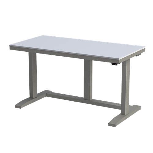 Gibo/Kodama NSG-4824FG-3R - Non-ESD Height Adjustable Workstation w/Gray Solid Surface Top - Gray Frame - 27"-46.5" Height - 48" x 24"