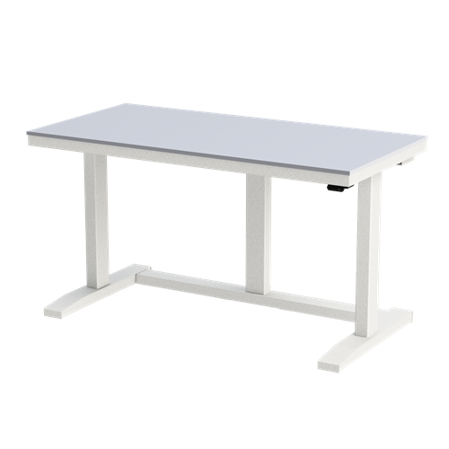 Gibo/Kodama NSG-4824FW-3R - Non-ESD Height Adjustable Workstation w/Gray Solid Surface Top - White Frame - 27"-46.5" Height - 48" x 24"