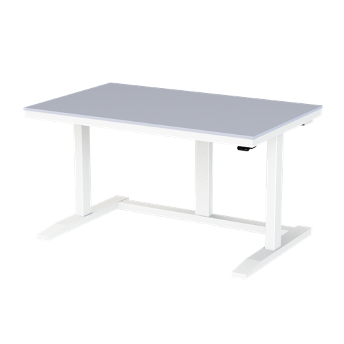 Gibo/Kodama NSG-4830FW-3R - Non-ESD Height Adjustable Workstation w/Gray Solid Surface Top - White Frame - 27"-46.5" Height - 48" x 30"