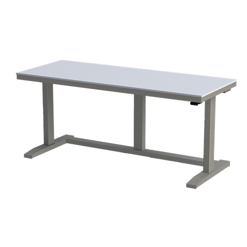 Gibo/Kodama NSG-6024FG-3R - Non-ESD Height Adjustable Workstation w/Gray Solid Surface Top - Gray Frame - 27"-46.5" Height - 60" x 24"