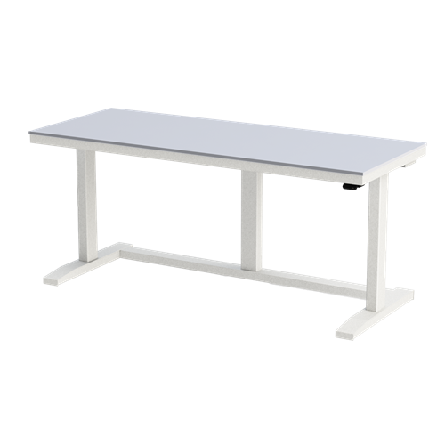 Gibo/Kodama NSG-6024FW-3R - Non-ESD Height Adjustable Workstation w/Gray Solid Surface Top - White Frame - 27"-46.5" Height - 60" x 24"