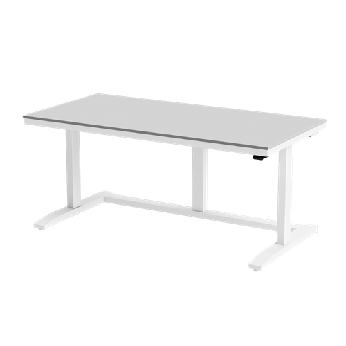 Gibo/Kodama NSG-6030FW-3R - Non-ESD Height Adjustable Workstation w/Gray Solid Surface Top - White Frame - 27"-46.5" Height - 60" x 30"