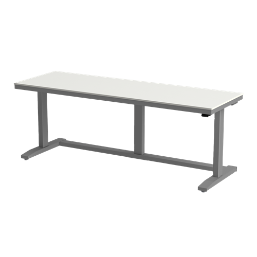 Gibo/Kodama NSG-7224FG-3R - Non-ESD Height Adjustable Workstation w/Gray Solid Surface Top - Gray Frame - 27"-46.5" Height - 72" x 24"