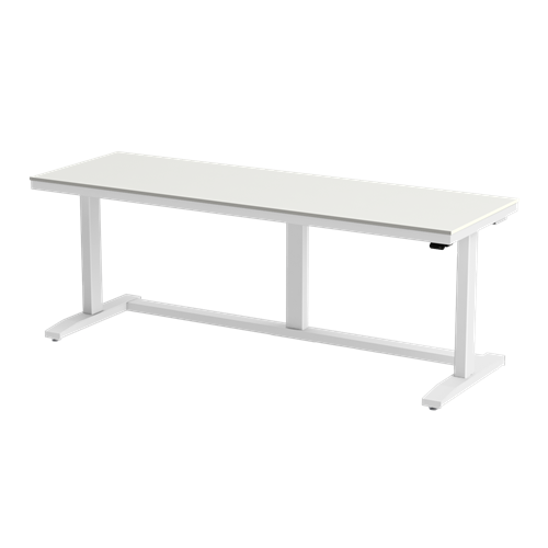 Gibo/Kodama NSG-7224FW-3R - Non-ESD Height Adjustable Workstation w/Gray Solid Surface Top - White Frame - 27"-46.5" Height - 72" x 24"