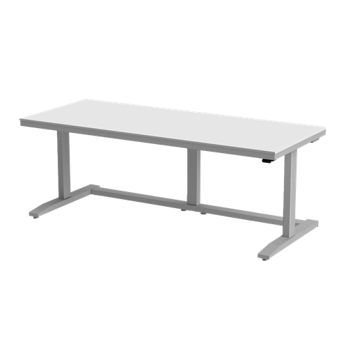 Gibo/Kodama NSG-7230FG-3R - Non-ESD Height Adjustable Workstation w/Gray Solid Surface Top - Gray Frame - 27"-46.5" Height - 72" x 30"