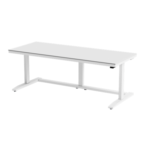 Gibo/Kodama NSG-7230FW-3R - Non-ESD Height Adjustable Workstation w/Gray Solid Surface Top - White Frame - 27"-46.5" Height - 72" x 30"