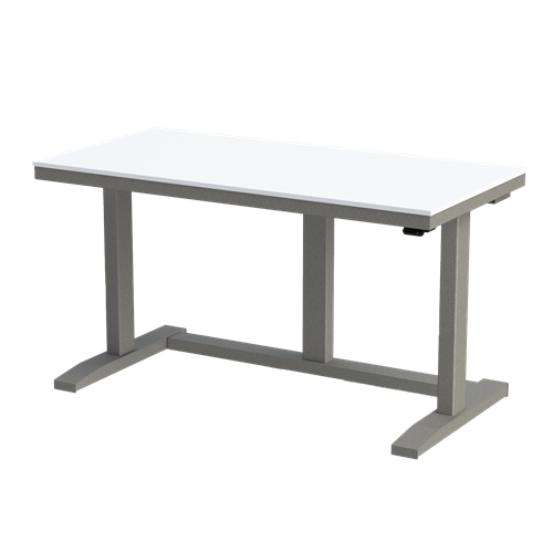 Gibo/Kodama NSW-4824FG-3R - Non-ESD Height Adjustable Workstation w/White Solid Surface Top - Gray Frame - 27"-46.5" Height - 48" x 24"