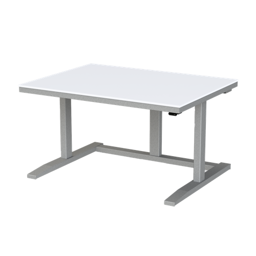 Gibo/Kodama NSW-4836FG-3R - Non-ESD Height Adjustable Workstation w/White Solid Surface Top - Gray Frame - 27"-46.5" Height - 48" x 36"