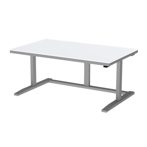 Gibo/Kodama NSW-6036FG-3R - Non-ESD Height Adjustable Workstation w/White Solid Surface Top - Gray Frame - 27"-46.5" Height - 60" x 36"