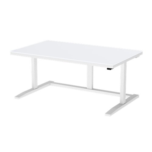 Gibo/Kodama NSW-6036FW-3R - Non-ESD Height Adjustable Workstation w/White Solid Surface Top - White Frame - 27"-46.5" Height - 60" x 36"