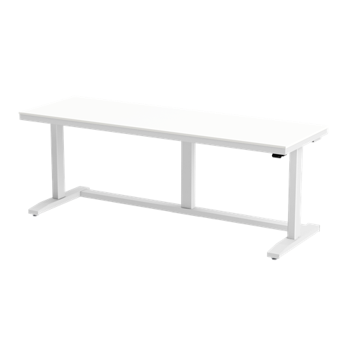 Gibo/Kodama NSW-7224FW-3R - Non-ESD Height Adjustable Workstation w/White Solid Surface Top - Gray Frame - 27"-46.5" Height - 72" x 24"