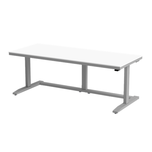 Gibo/Kodama NSW-7230FG-3R - Non-ESD Height Adjustable Workstation w/White Solid Surface Top - Gray Frame - 27"-46.5" Height - 72" x 30"