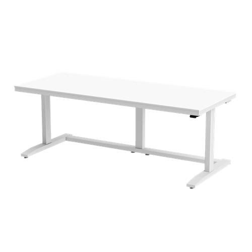 Gibo/Kodama NSW-7230FW-3R - Non-ESD Height Adjustable Workstation w/White Solid Surface Top - White Frame - 27"-46.5" Height - 72" x 30"