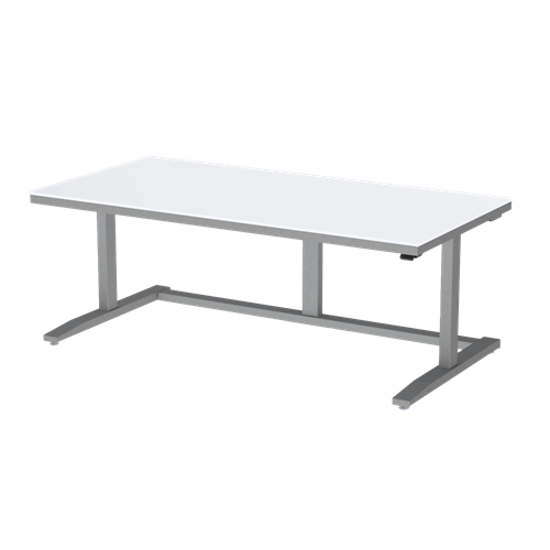 Gibo/Kodama NSW-7236FG-3R - Non-ESD Height Adjustable Workstation w/White Solid Surface Top - Gray Frame - 27"-46.5" Height - 72" x 36"