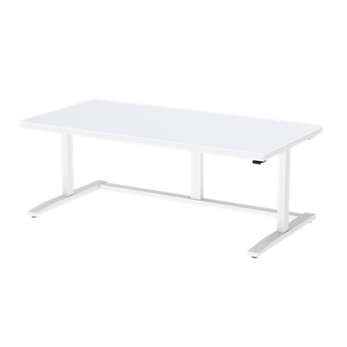 Gibo/Kodama NSW-7236FW-3R - Non-ESD Height Adjustable Workstation w/White Solid Surface Top - White Frame - 27"-46.5" Height - 72" x 36"