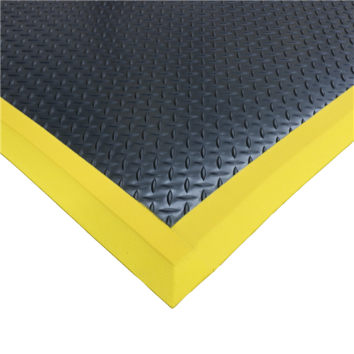 AcroMat NTD-2-12-YB Premium NitriTuf Diamond Anti-Fatigue Mat - 3/4" thick - 2' x 12' with Yellow Border