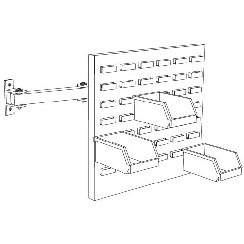 Production Basics 8627 - Parts Bin Panel for Workbench - Double Arm - 17.5" W x 16.5" H