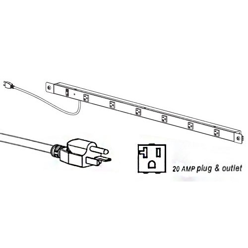 Production Basics 8327 - Power Rail for Workbench - 20 amp - 72" W