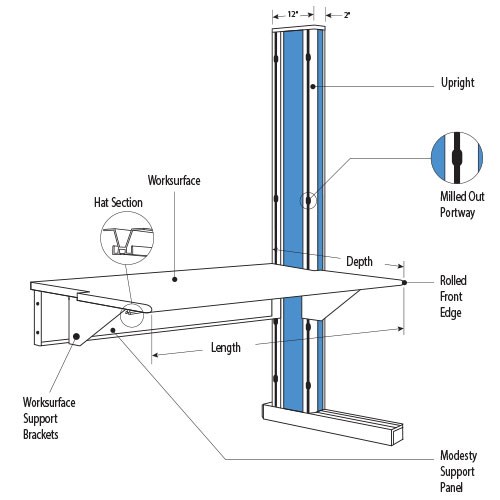 IAC QS-2001374 - Dimension 4 Single-Sided Add-On Unit - ESD-Safe - 30" x 72" x 72" H