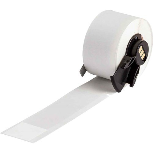 Brady M6-23-417 High Adhesion Self-Laminating Vinyl Wraps 4" H x 1" W - White/Clear - 100/RL