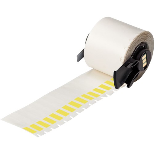 Brady M6-28-427-YL Self-Laminating Vinyl Wrap Around Labels - 1.5" x  0.25" - Yellow/Clear