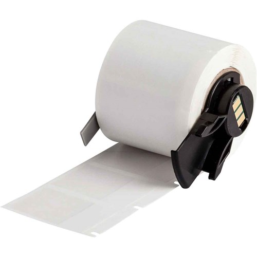 Brady M6-31-417 High Adhesion Self-Laminating Vinyl Wraps 1.5" H x 1" W - White/Clear - 250/RL