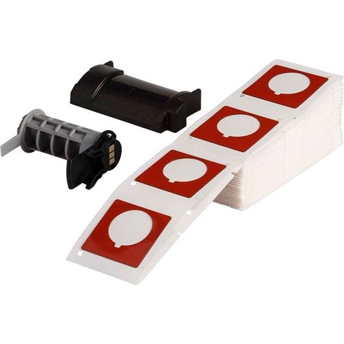 Brady M6-169-593-RD Raised Panel Push Button Labels - 1.8" H x 1.8" W - Red 100/BX