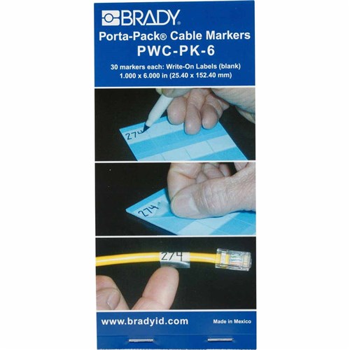 Brady PWC-PK-6 Write-On Cable Markers - 1 x 6 30/pk