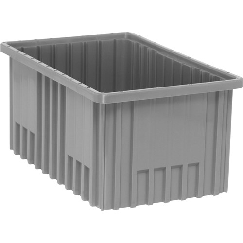 Quantum Storage Systems DG92080-GY - Dividable Grid Tote Box - I.D. 14.875" L x 9.25" W x 7.5" H - Gray - 8/Carton