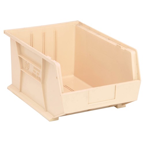 Quantum Storage Systems QUS255-IV - Ultra Stack and Hang Bin - I.D. 15.125" L x 10" W x 7.75" H - Ivory - 4/Carton