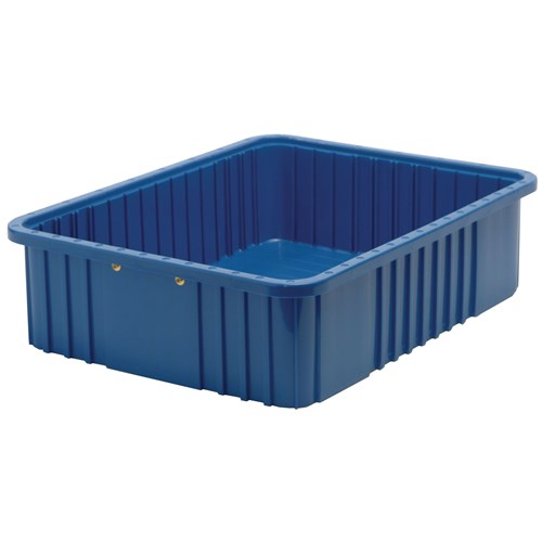 Quantum Storage Systems DG93060-BL - Dividable Grid Tote Box - I.D. 20.625" L x 15.625" W x 5.5" H - Blue - 3/Carton