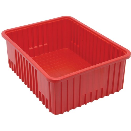 Quantum Storage Systems DG93080-RD - Dividable Grid Tote Box - I.D. 20.625" L x 15.625" W x 7.5" H - Red - 3/Carton