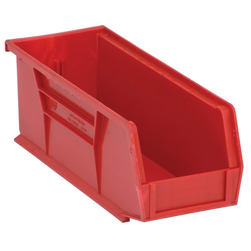 Quantum Storage Systems QUS224-RD - Ultra Stack and Hang Bin - I.D. 10.25" L x 3.1875" W x 3.75" H - Red - 12/Carton