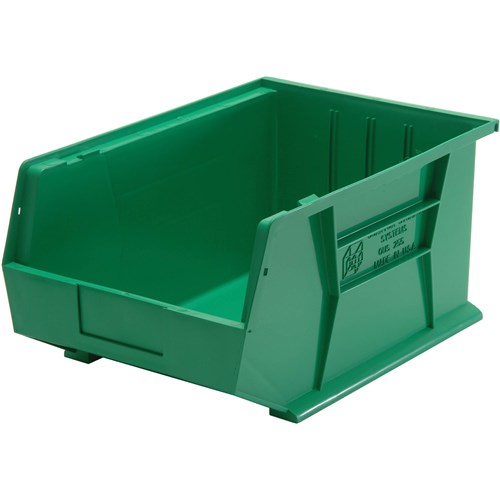 Quantum Storage Systems QUS255-GN - Ultra Stack and Hang Bin - I.D. 15.125" L x 10" W x 7.75" H - Green - 4/Carton