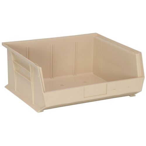 Quantum Storage Systems QUS250-IV - Ultra Stack and Hang Bin - I.D. 14" L x 14.75" W x 6.75" H - Ivory - 6/Carton