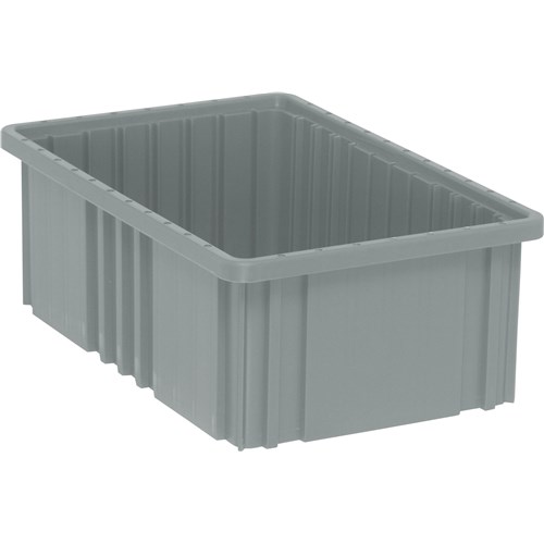 Quantum Storage Systems DG92060-GY - Dividable Grid Tote Box - I.D. 14.875" L x 9.25" W x 5.5" H - Gray - 8/Carton