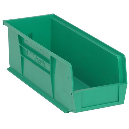 Quantum Storage Systems QUS234-GN - Ultra Stack and Hang Bin - I.D. 14.0625" L x 4.375" W x 4.75" H - Green - 12/Carton