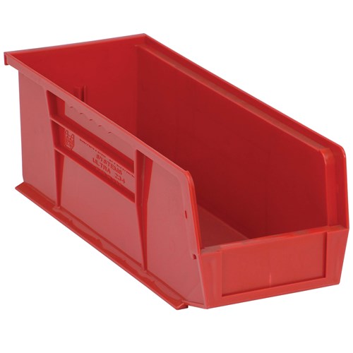 Quantum Storage Systems QUS234-RD - Ultra Stack and Hang Bin - I.D. 14.0625" L x 4.375" W x 4.75" H - Red - 12/Carton