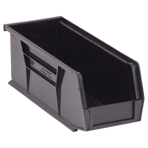 Quantum Storage Systems QUS224-BK - Ultra Stack and Hang Bin - I.D. 10.25" L x 3.1875" W x 3.75" H - Black - 12/Carton