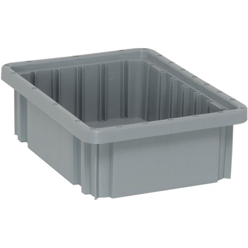 Quantum Storage Systems DG91035-GY - Dividable Grid Tote Box - I.D. 9.1875" L x 6.5625" W x 3" H - Gray - 20/Carton